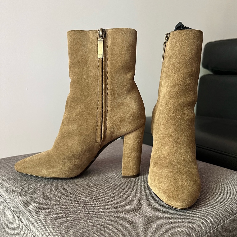 Saint Laurent Lou Lou suede ankle boots.